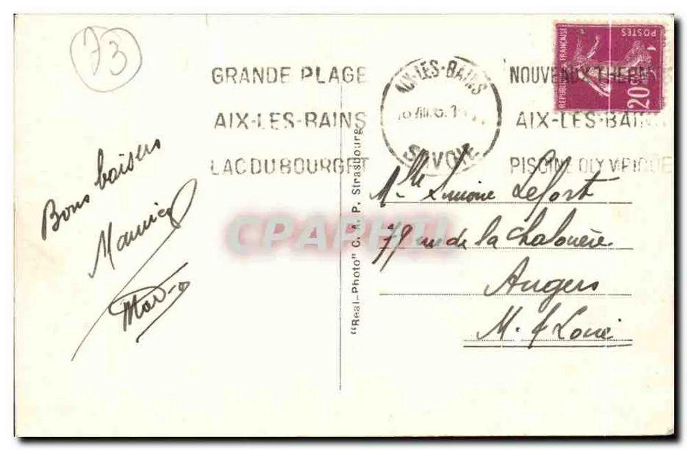 Annecy — Vista Geral e o Lago — Editor C. L. S. n° 237 - Verso