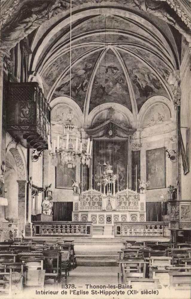 Innenansicht der Kirche St-Hippolyte — Thonon-les-Bains (12. Jahrhundert) — Phototypie Co, Neuchâtel - Vorderseite