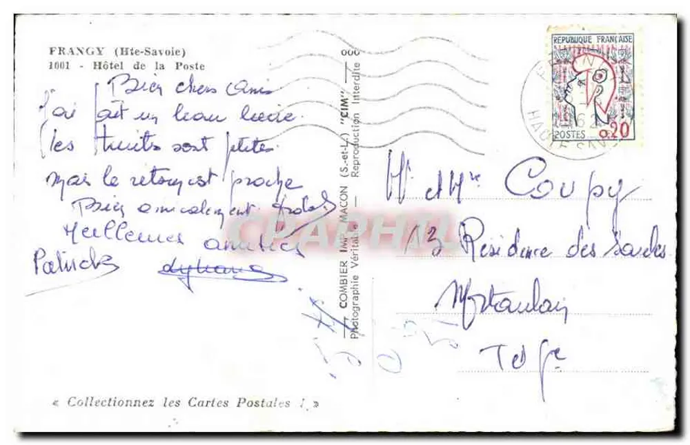 Frangy (Haute-Savoie) — Hotel de la Poste e Igreja — Combier - Verso