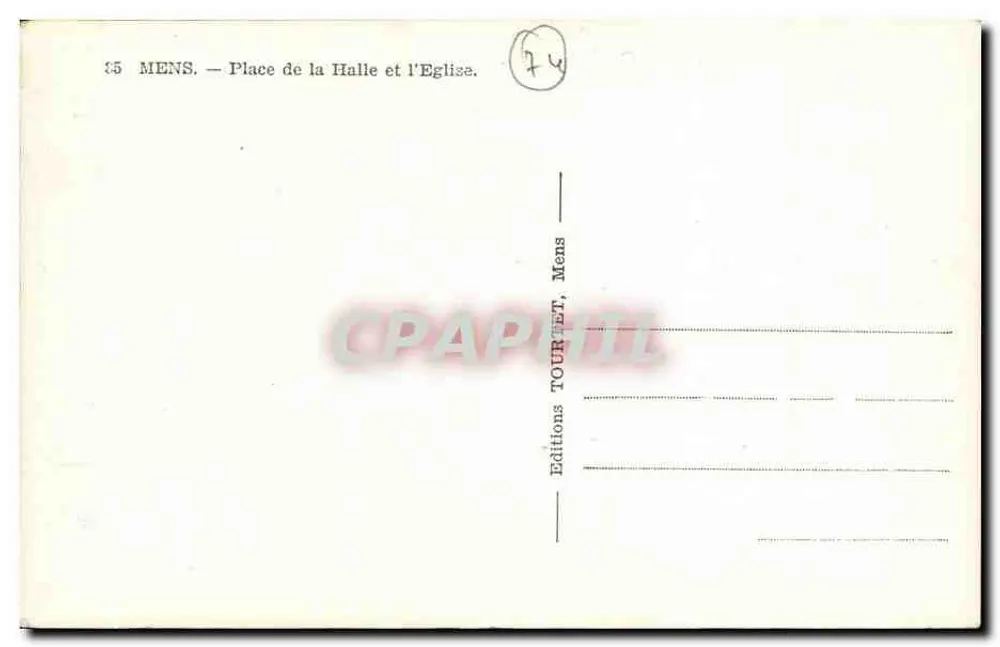 Mens — Place de la Halle und die Kirche — Éditions TOURPET, Mens - Rückseite