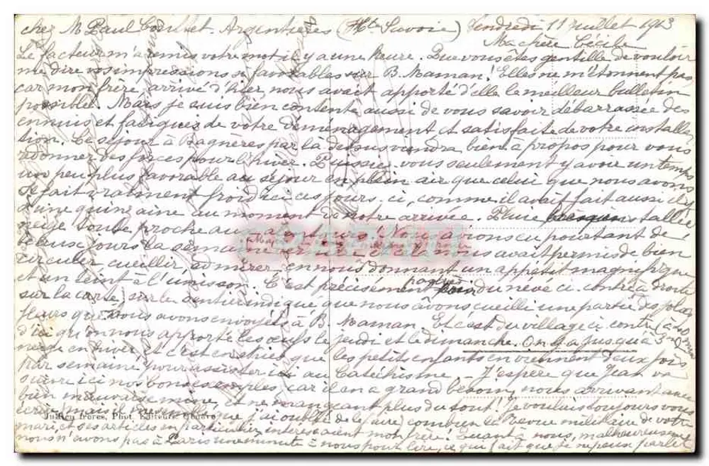 Dorf und Gletscher von Tour — J. J. 8109 - Rückseite