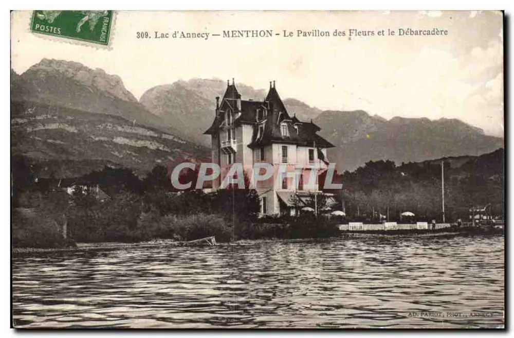 See Annecy — MENTHON — Das Pavillon der Blumen und der Anlegesteg — AD. PARIVOT, PHOTO. ANNÉCY - Vorderseite