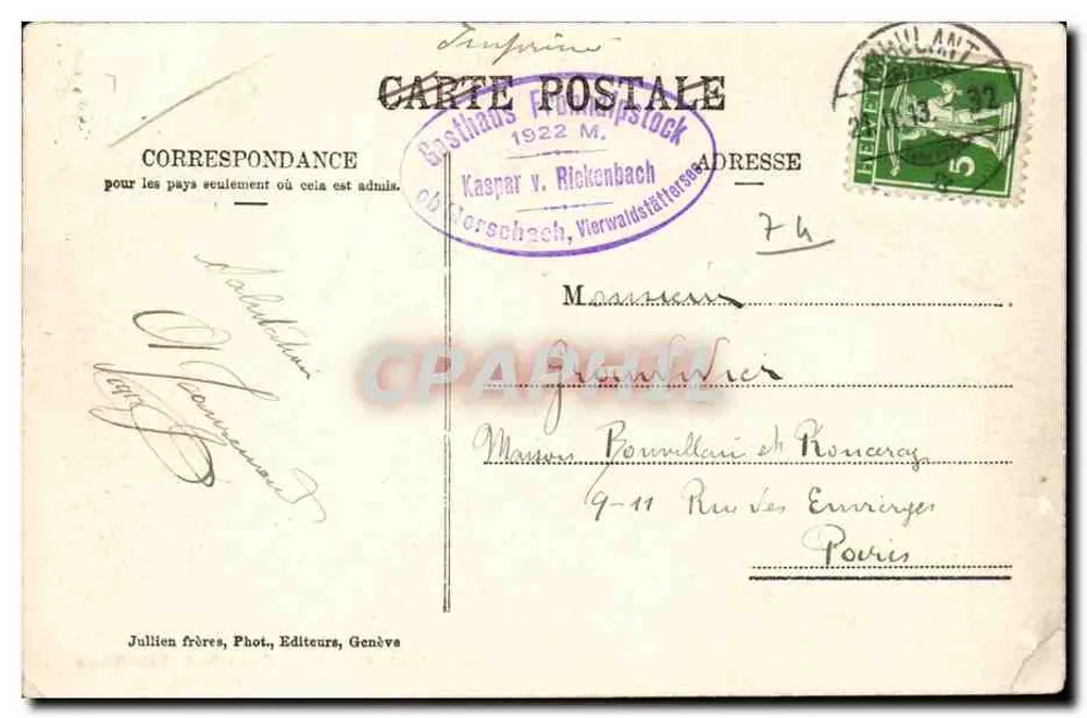 Chamonix — Wasserfall Nant Blanc zur Eissee — J.J. 6642 - Rückseite