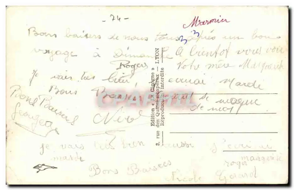Chamonix - A Cabana dos Grandes Mulets e o Monte Branco — Edição « La Chambre » LYON, n° 16115 - Verso