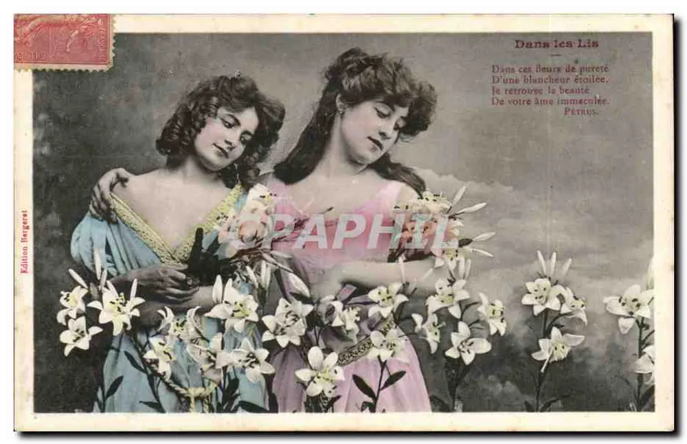 Zwei junge Frauen unter Lilien — Edition Bergéret - Vorderseite