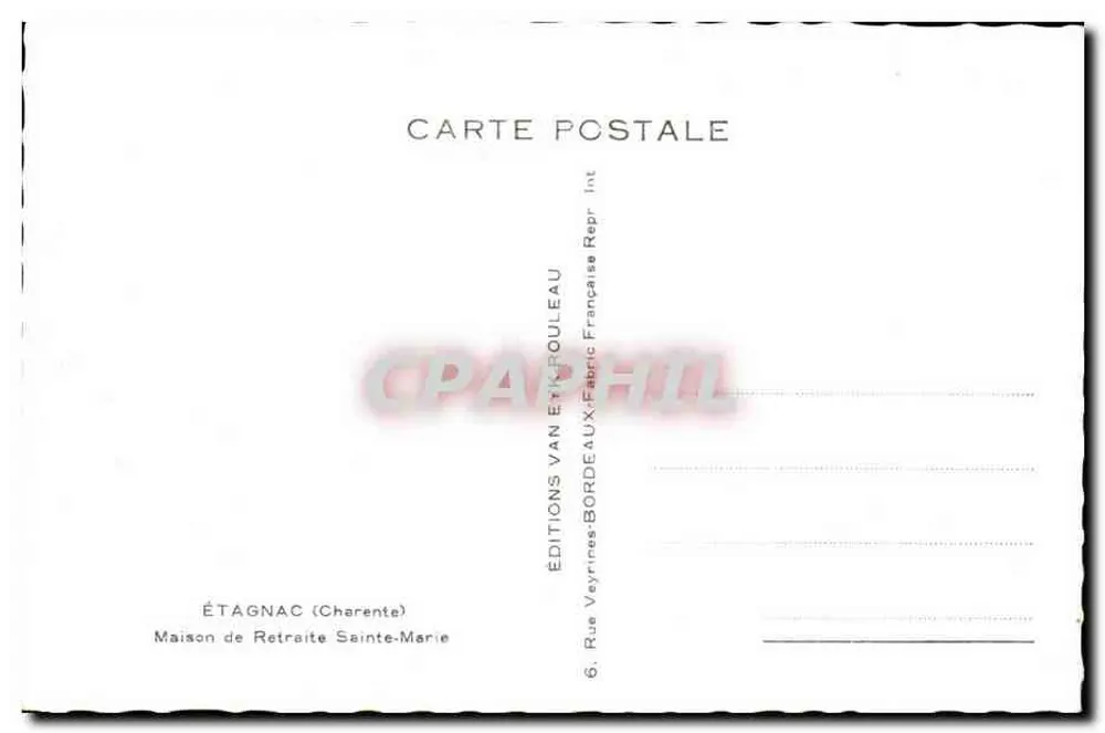 Étagnac (Charente) — Casa di Riposo Sainte-Marie — Edizioni Van Eyckrouleau - Verso