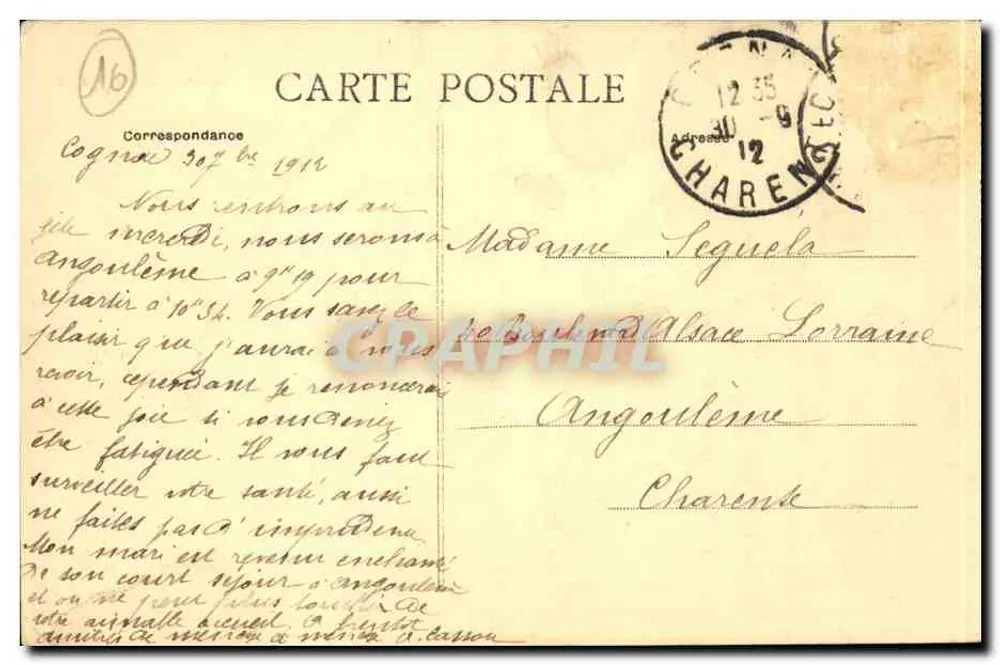 Cognac — O Palácio de Justiça — Editor: N. Hippolyte Gallez - Verso