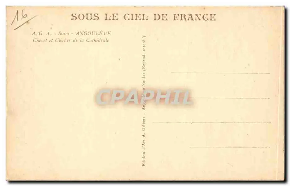 Angoulême — Kathedrale — Verlag A. Gilbert - Rückseite