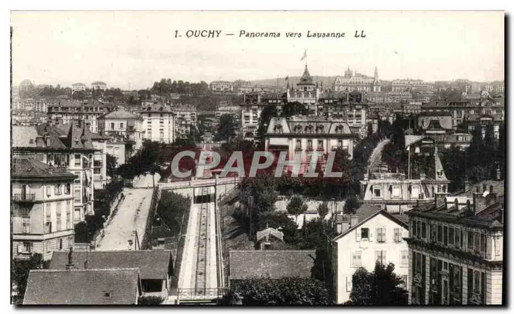 Ouchy — Panorama in Richtung Lausanne — Verlag: Arts et Nécrologies d'Unes, Paris - Vorderseite