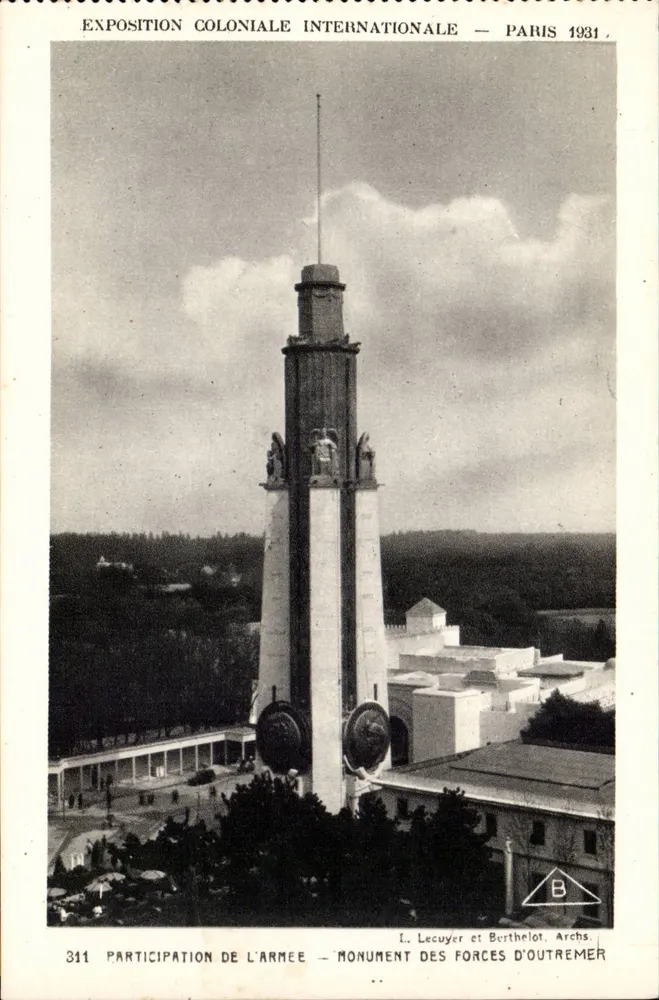 Monument der Überseekräfte — Internationale Kolonialausstellung — Paris 1931 — I. Lecuyer et Berthelot, Arch. - Vorderseite