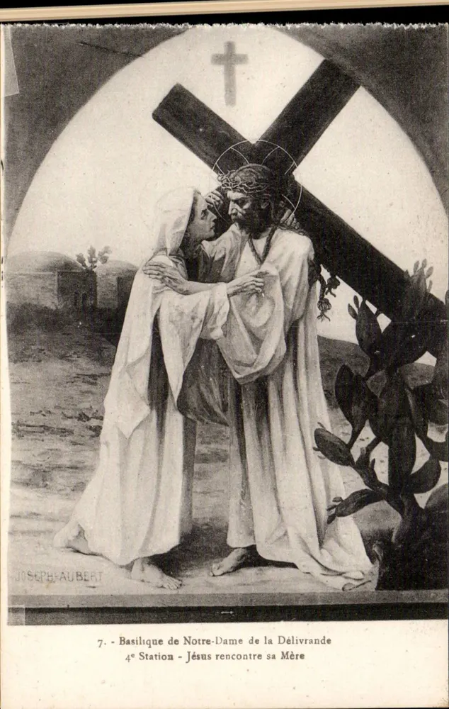 Basilika Notre-Dame de la Délivrande — 4. Station: Jesus trifft seine Mutter — Joseph Aubert - Vorderseite