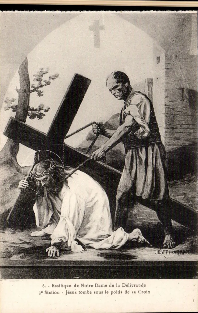 3. Station - Jesus fällt unter dem Gewicht seiner Kreuzes — Basilika Notre-Dame de la Délivrande — Joseph Aubern - Vorderseite
