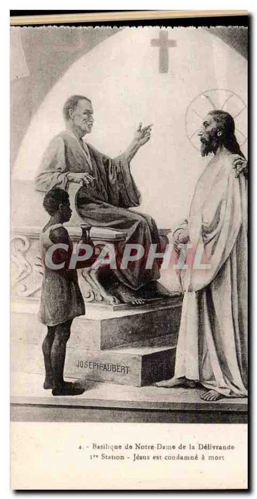 Basilika Notre-Dame de la Délivrande — 1. Station: Jesus wird zum Tode verurteilt — Joseph Aubert - Vorderseite