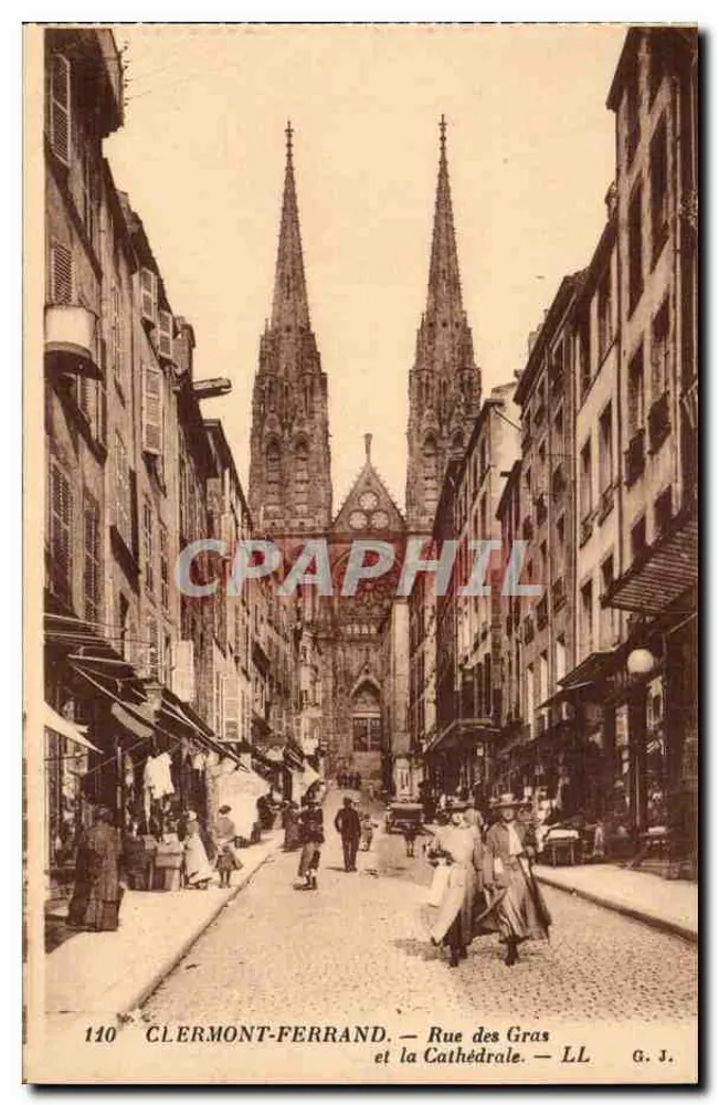 Clermont-Ferrand — Rue des Gras und die Kathedrale — G. J. n° 110 - Vorderseite