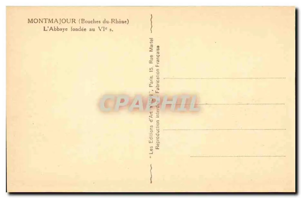 Montmajour (Bouches-du-Rhône) — Die Abtei gegründet im 6. Jahrhundert — Les Editions d'Art Yvon, Paris - Rückseite