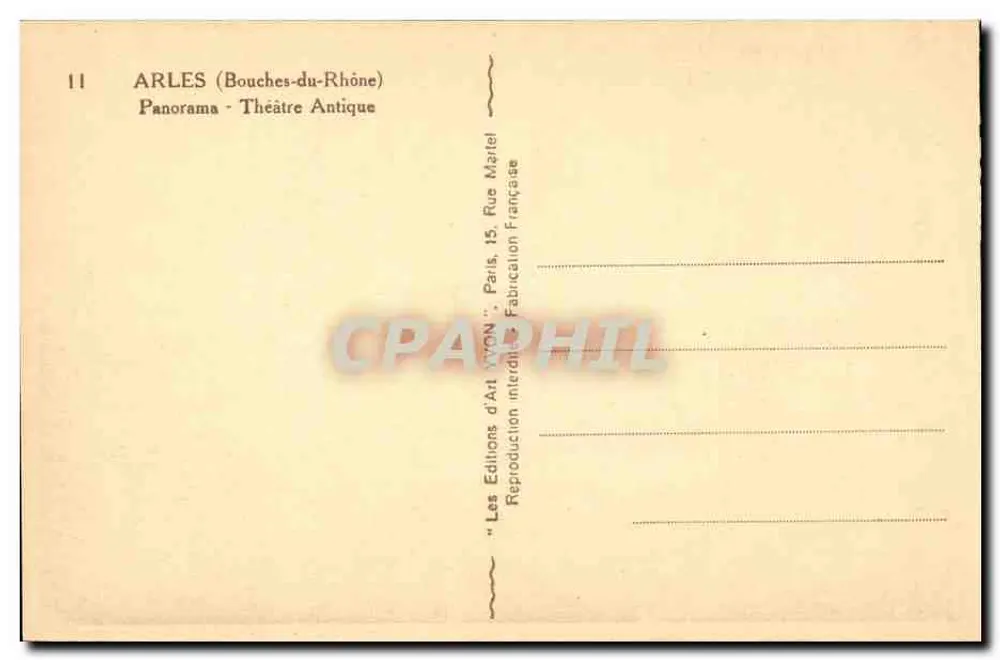 Arles (Bouches-du-Rhône) — Panorama — Teatro Antigo — Les Éditions d'Art AYON, Paris - Verso