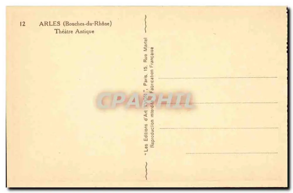 Arles (Bouches-du-Rhône) — Teatro Antigo — Éditions d'Art Yvon, Paris - Verso