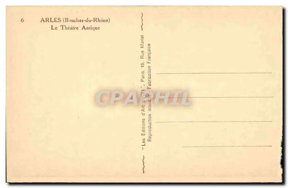 Arles (Bouches-du-Rhône) — O Teatro Antigo — Les Éditions d'Art VCN, Paris - Verso
