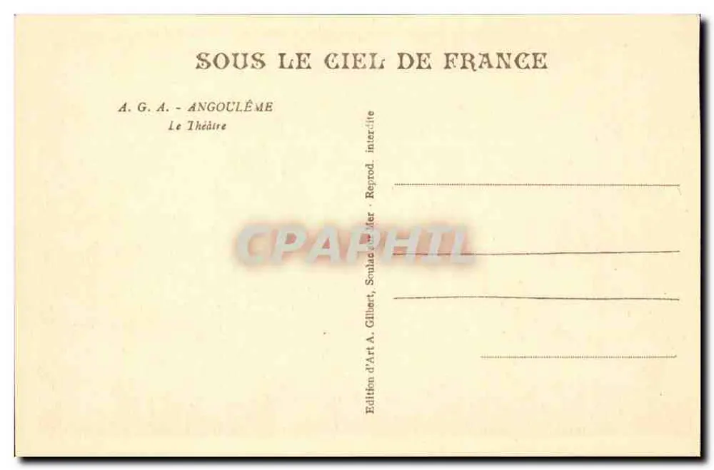 Angoulême — Le Théâtre — Édition A. Gilbert - Verso
