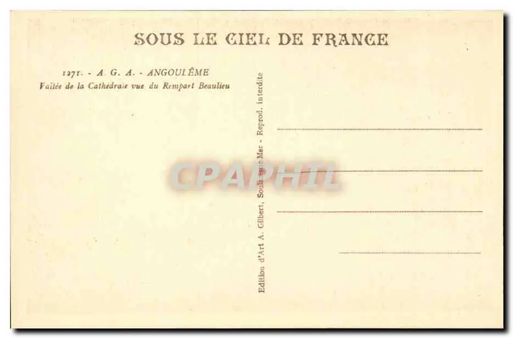 Tal der Kathedrale von Rempart Beaulieu aus gesehen — Angoulême — Edition A. Gilbert - Rückseite