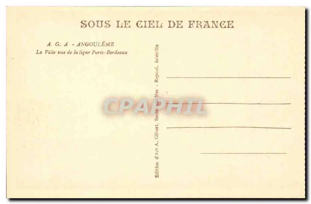 Angoulême — Ansicht der Linie Paris-Bordeaux — Edition A.G.A. - Rückseite