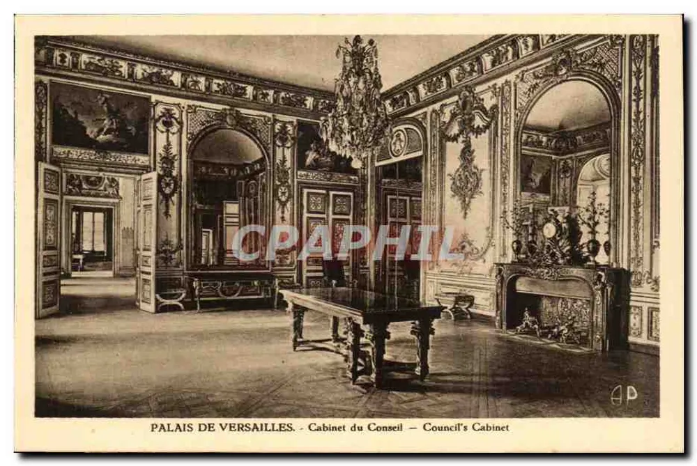 Palácio de Versailles — Gabinete do Conselho — Editor E. Papeghin, Paris - Frente