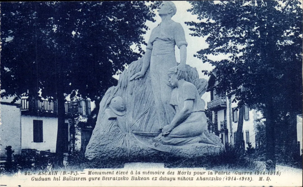 Ascain (B.P.) — Denkmal errichtet in Erinnerung an die Toten für das Vaterland (Krieg 1914-1918) — M.D. - Vorderseite