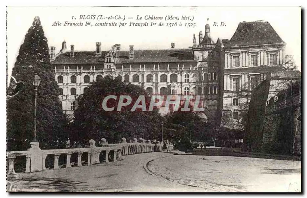 Blois (Loir-et-Cher) — O Castelo (Monumento Histórico) — Ala de Francisco I, construída por Francisco I de 1516 a 1525 — R.D. - Frente