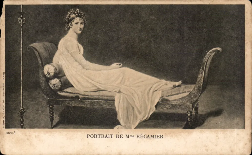 Retrato de Mme Récamier — obra de David — editor B. Sirey, impresso em Toulouse, n° 8 1913 - Frente