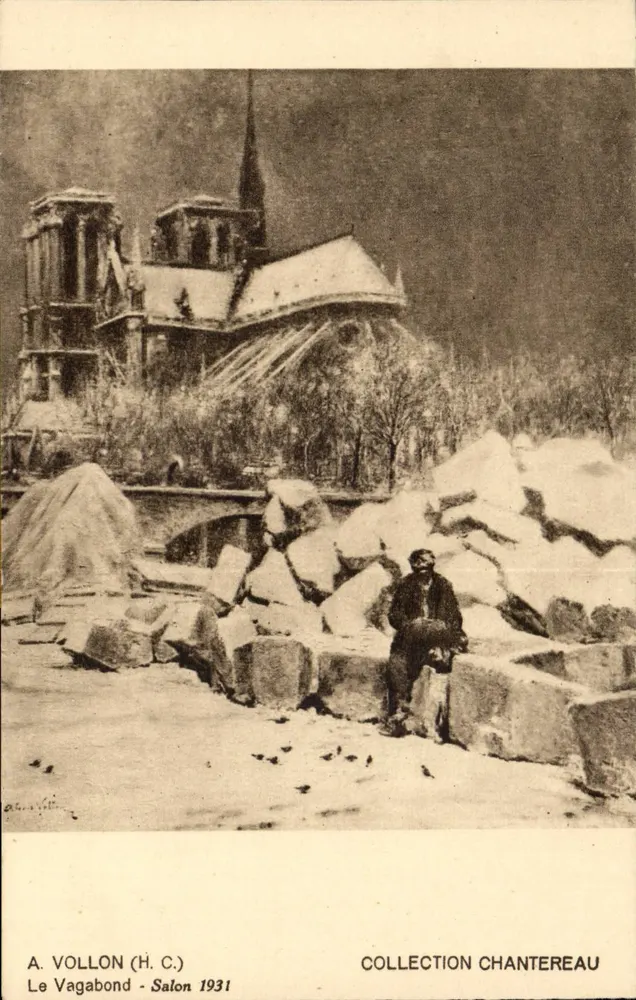 Notre-Dame de Paris — Winterlandschaft mit Steinblöcken — A. VOLLON (H.C.) Salon 1931 - Vorderseite