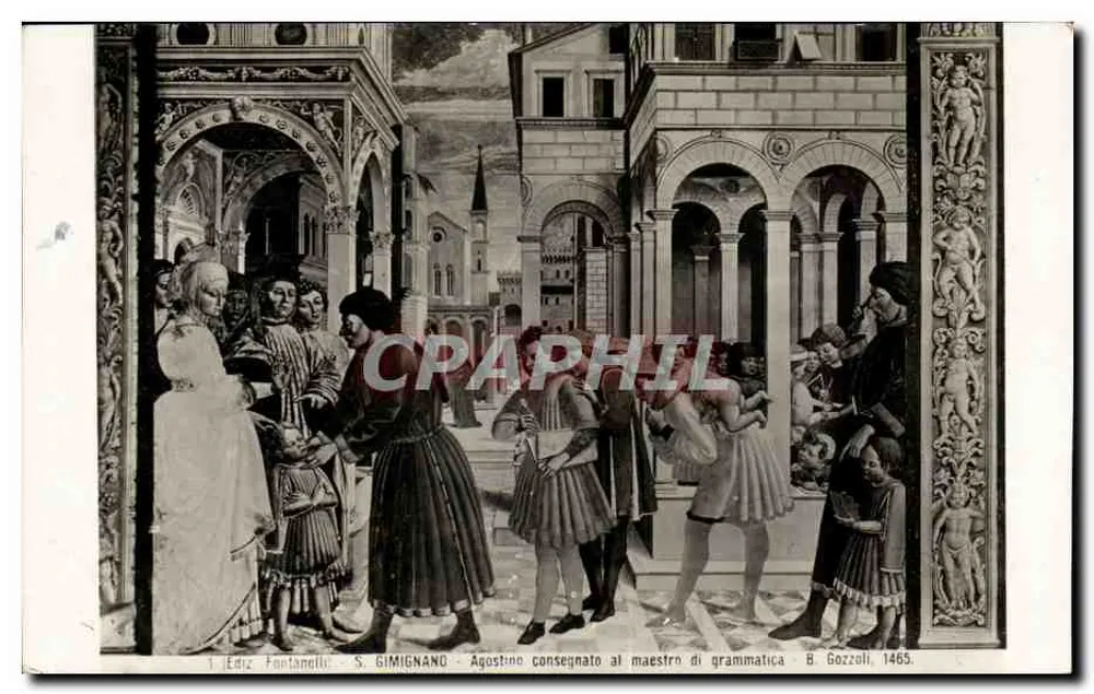 S. Gimignano - Agostino an den Grammatiklehrer übergeben - B. Gozzoli, 1465 - Vorderseite