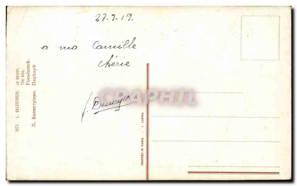 O beijo — 1871 — L. Balestrieri, impressa em Paris - Verso