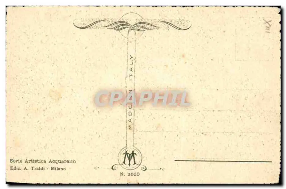 Paisagem de floresta na beira de um lago — editor A. Traldi, Milão, n° 2600 - Verso