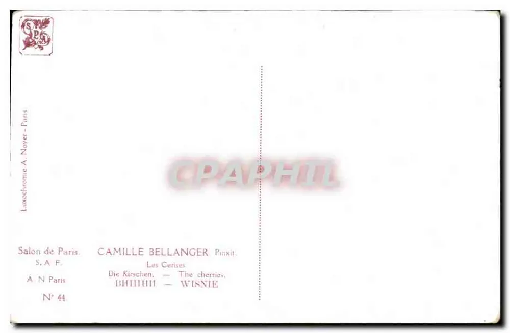 Frau mit einem Korb voll Kirschen — Camille Bellanger — Nr. 44 - Rückseite