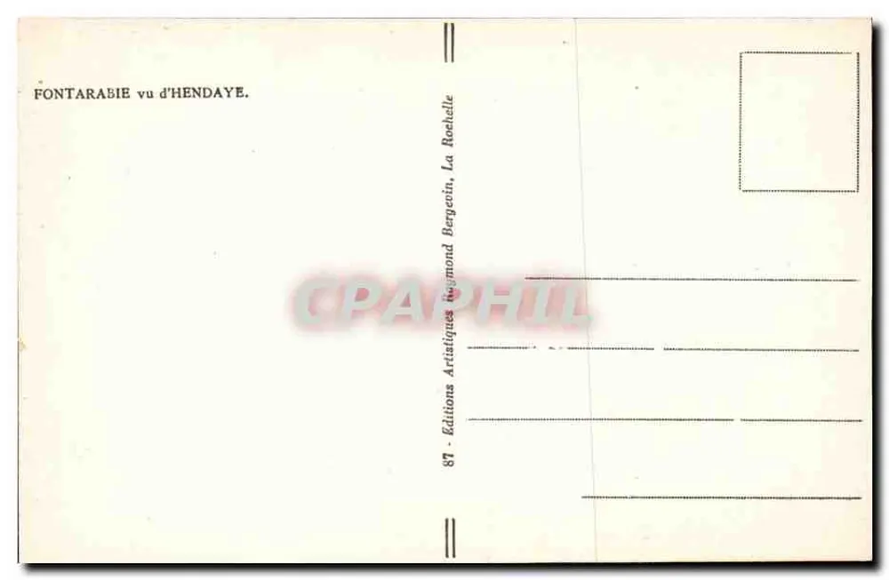Fontarabie visto de Hendaye — Editor: Editions Artistiques Bergécin, n°87 - Verso