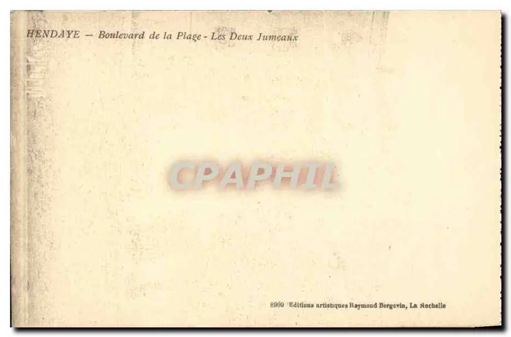 Hendaye — Boulevard de la Plage — Les Deux Jumeaux — Artistische Editionen Raymond Bergavin, La Rochelle - Rückseite