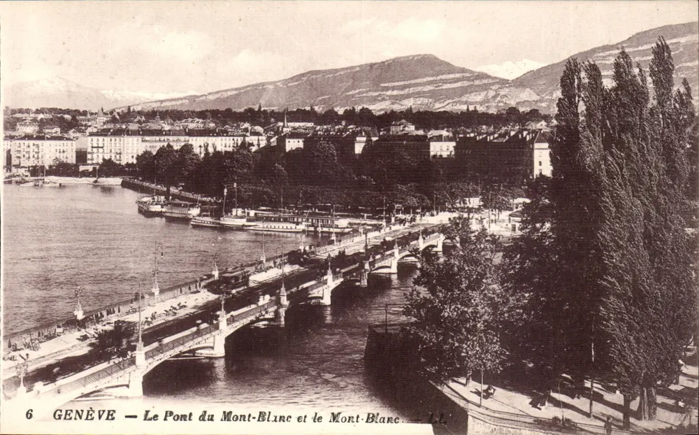 Genf — Die Brücke des Mont-Blanc und der Mont-Blanc — L.L. - Vorderseite