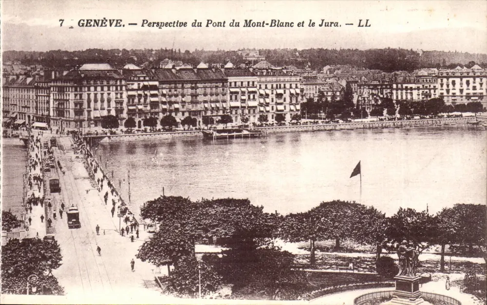 Genf — Perspektive des Pont du Mont-Blanc und des Jura — LL - Vorderseite