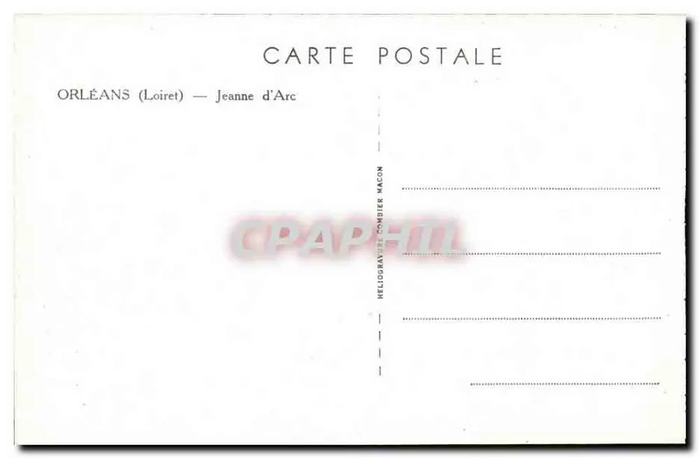 Orléans (Loiret) — Joana d'Arc — Héliogravure Combier Macon - Verso