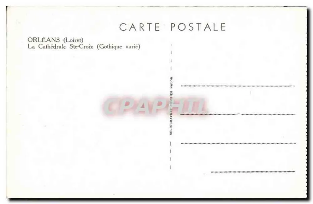 Orléans — A Catedral Santa Cruz (Gótico variado) — Nélio Gravure Coniées MAC/ON - Verso