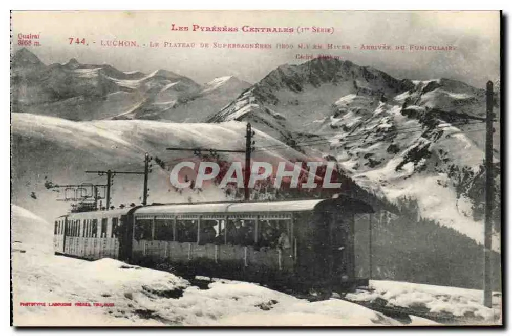 Luchon - Der Plateau von Superbagnères (1800 m) im Winter - Ankunft des Seilbahns - Quairai 3058 m - 744 - Zentralpyrenäen (1. Serie) - Vorderseite