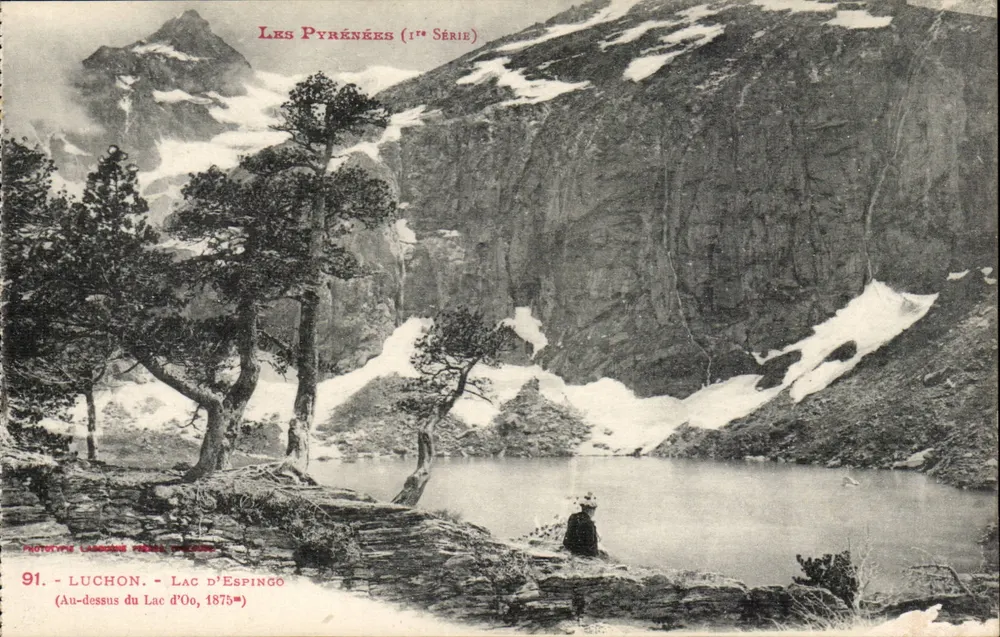 लुचॉन - लैक डे एस्पिंगो — लैक डे ओओ के ऊपर के दृश्य, 1875 मीटर — फोटोटाइप लैबोकॉन भाइयों, लुचॉन (पहली श्रृंखला) - आगे