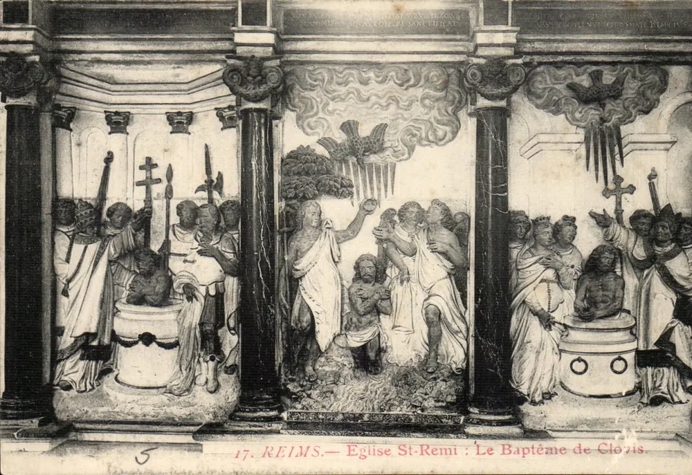 Reims — Igreja de São Remi: O Batismo de Clóvis - Frente