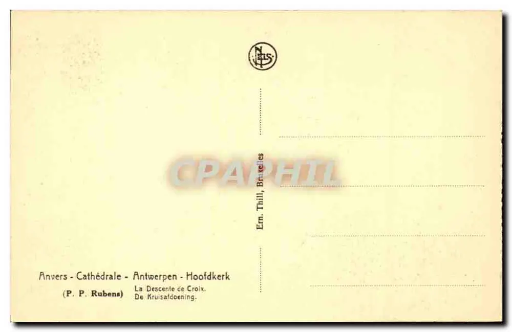A Descida da Cruz — Antuérpia — Catedral — Editor Thill, Bruxelas - Verso