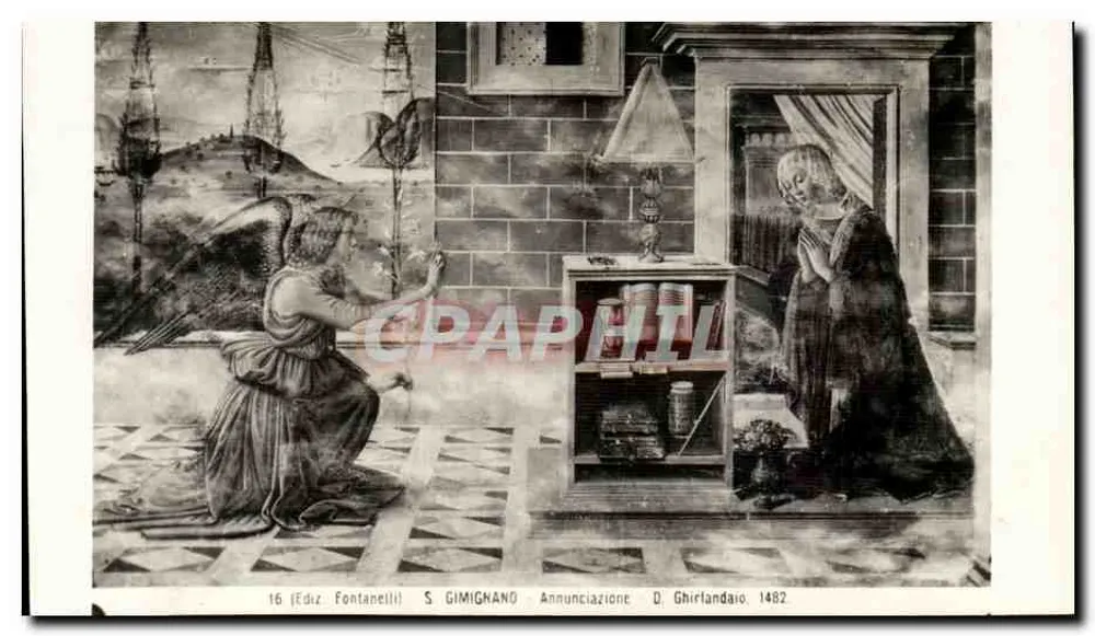 Anunciação — fresco de Ghirlandaio — editor Fontanelli, n° 16 - Frente