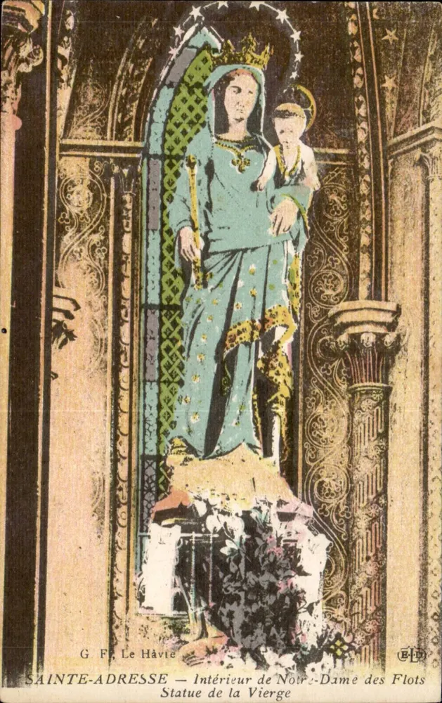 Sainte-Adresse — Innenraum der Notre-Dame des Flots — Statue der Jungfrau — G. F. Le Havre - Vorderseite