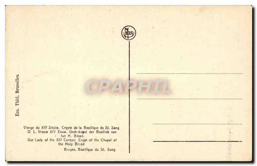 Virgem do século XIV — Cripta da Basílica do Santo Sangue — Editor Em. Thil, Bruxelas - Verso