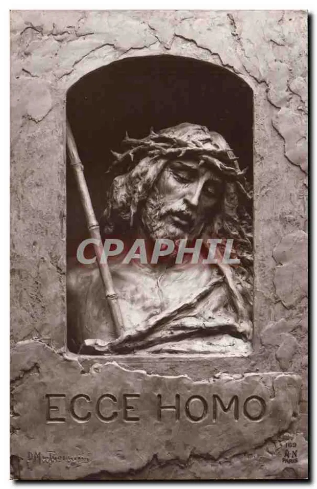 Ecce Homo — Busto de Jésus-Christo coroado de espinhos — Escultura de R. Nogar, Paris - Frente