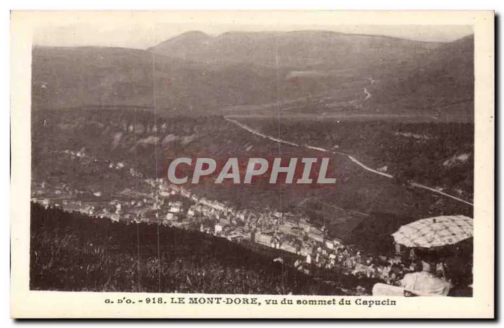 Le Mont-Dore, vom Gipfel des Capucin gesehen — Panoramablick — J. Gottliefangéas, Verlag (P.-de-D.) - Vorderseite