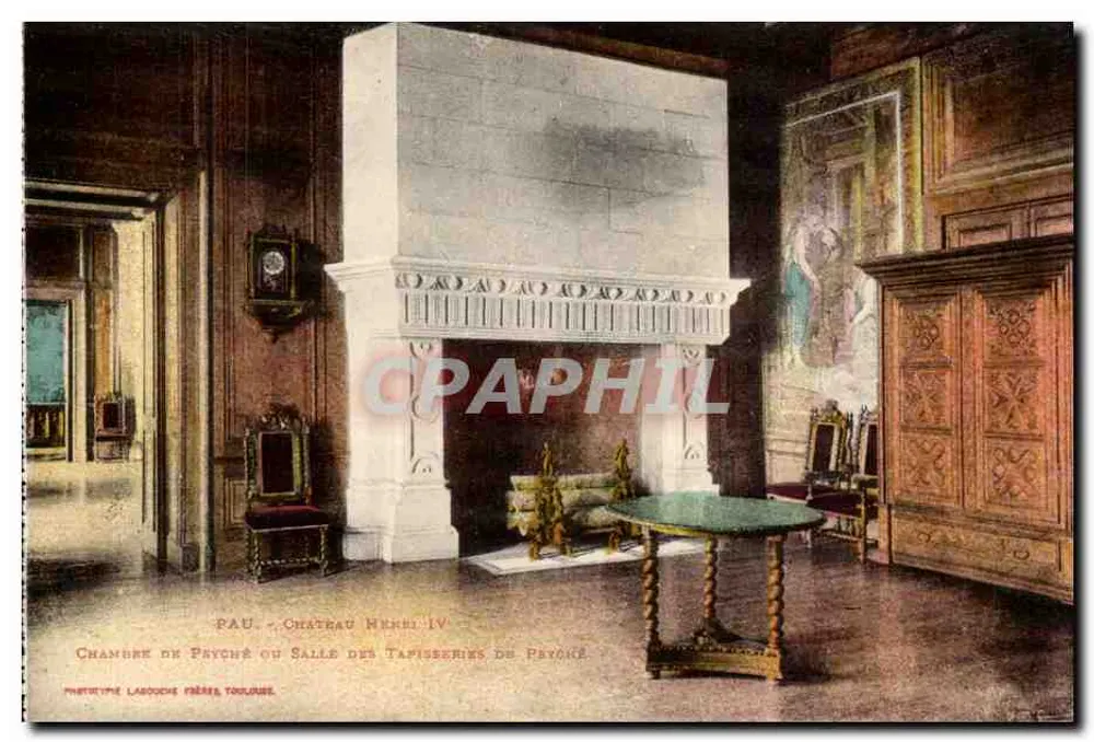 Zimmer von Prychê oder Tapezierenzimmer von Prychê — Schloss Henri IV — Pau — Phototypie Lasouche Frères, Toulouse - Vorderseite